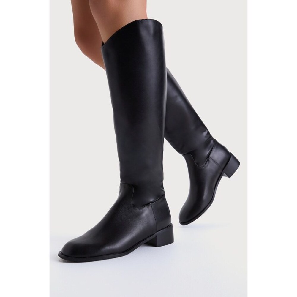 Lulus Leraine Black Knee-high Boots - Size 10